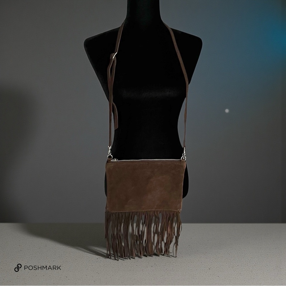 💖 Garuglieri Brown Suede Fringe Crossbody Bag 💖